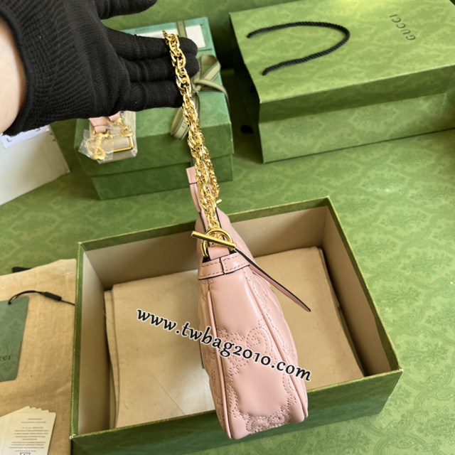 gucci專櫃新款壓紋原廠皮肩背包腋下包 古馳Matelassé皮革鏈條手袋 jcp1889